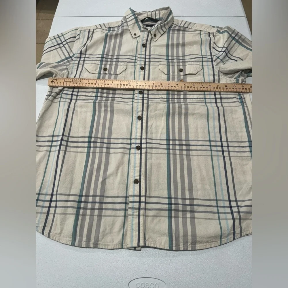 Carhartt Loose Fit Midweight Short-Sleeve Plaid Shirt in Gray Men's Size L